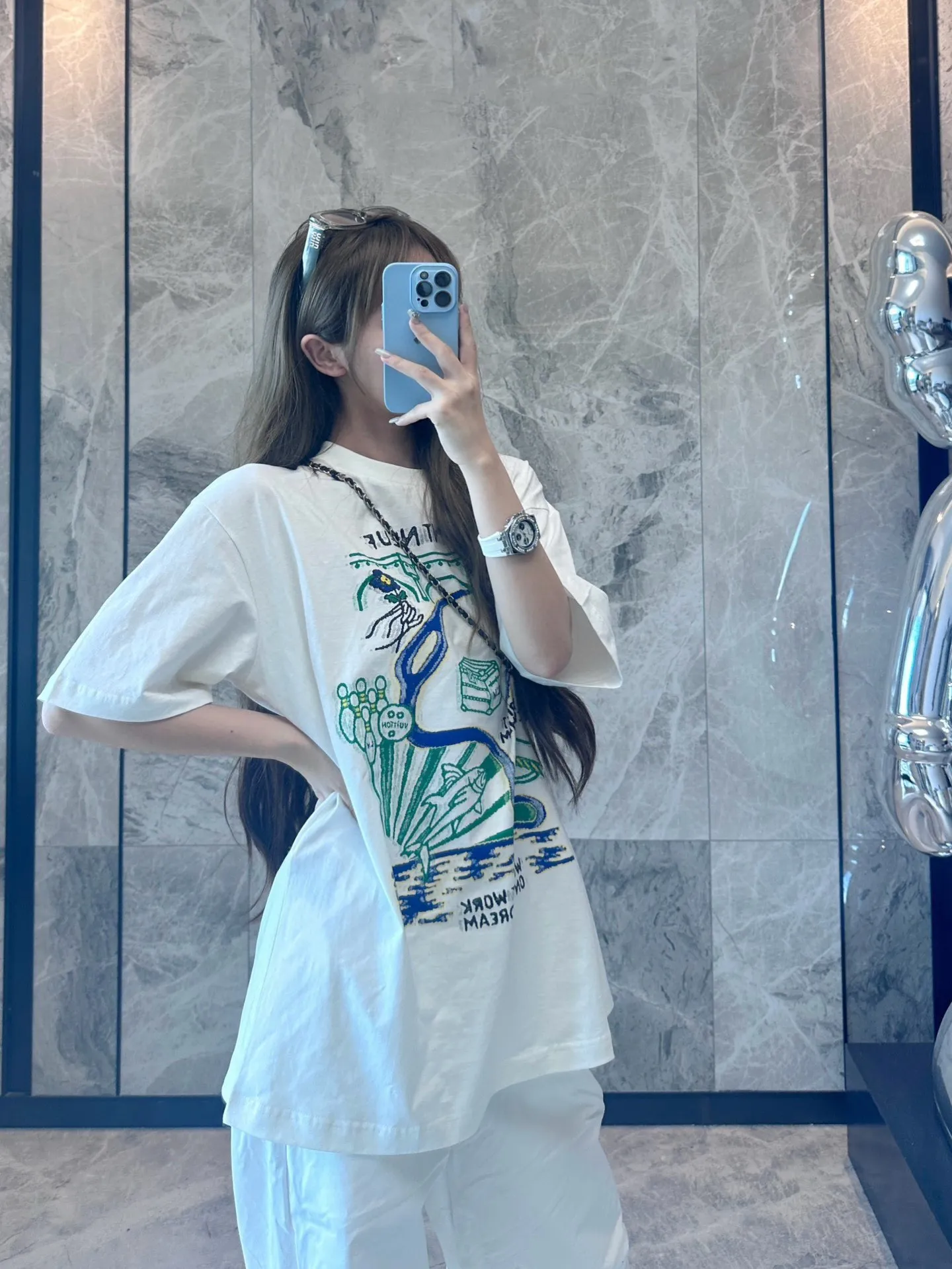 Louis Vuitton/Louis Vuitton 25ss multi-element printed short sleeves